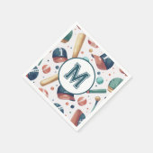 Monogram honkbal thema patroon gepersonaliseerd servet (Hoek)