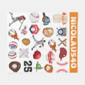 Monogram honkbalspeler Modern sportpatroon Fleece Deken (Voorkant (Horizontaal))