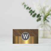 Monogram Hood Gold Metallic Visitekaartje (Staand voorkant)