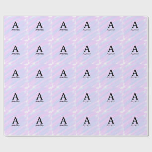 Monogram hoofdletter mannelijk voeg naam paars pas cadeaupapier