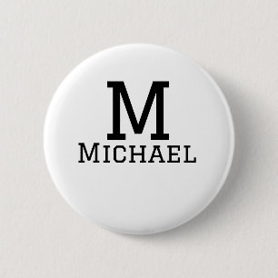 Monogram hoofdstad mannelijke naam toevoegen eenvo ronde button 5,7 cm