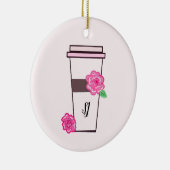Monogram Hoog Koffie Drankje Keramisch Ornament (Rechts)