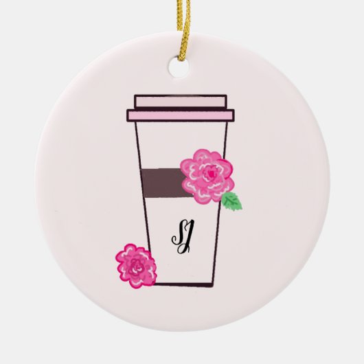 Monogram Hoog Koffie Drankje Keramisch Ornament (Voorkant)