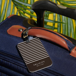 Monogram horizontale strepen bruin & wit bagagelabel