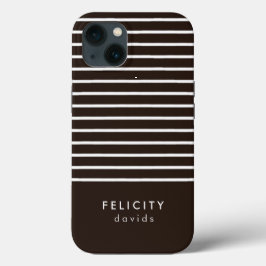 Monogram horizontale strepen bruin & wit Case-Mate iPhone case