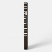 Monogram horizontale strepen bruin & wit iPhone hoesje (Linkerkant)