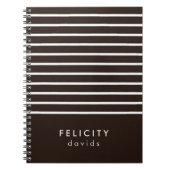 Monogram horizontale strepen bruin & wit notitieboek (Voorkant)