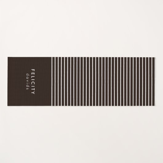 Monogram horizontale strepen bruin & wit yogamat (Voorkant (horizontaal))