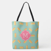 Monogram Hot Dogs Patroon Tote Bag (Achterkant)