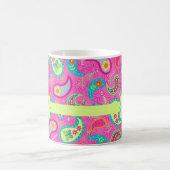 Monogram Hot Pin Fuchsia Modern Paisley Pattern Koffiemok (Center)