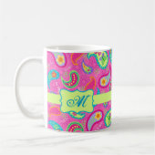 Monogram Hot Pin Fuchsia Modern Paisley Pattern Koffiemok (Links)