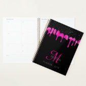 Monogram Hot Pink & Black Driving Glitter Glam Planner (Display)