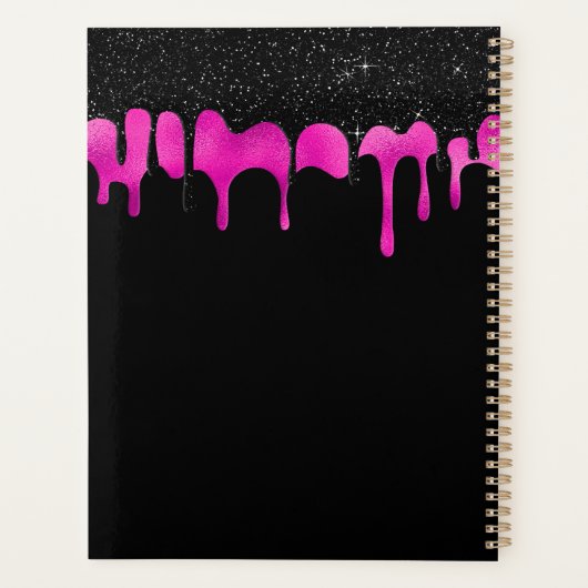 Monogram Hot Pink & Black Driving Glitter Glam Planner (Achterkant)