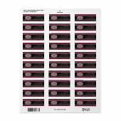 Monogram Hot Pink Black Gold Stylish Address Label (Full Sheet)