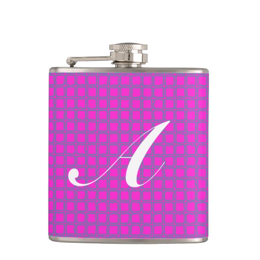 Monogram Hot Pink Cute Modern Trendy Pattern Heupfles (Voorkant)