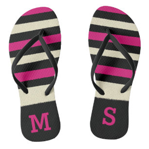 Monogram Hot Pink Cute Modern Trendy Pattern Teenslippers