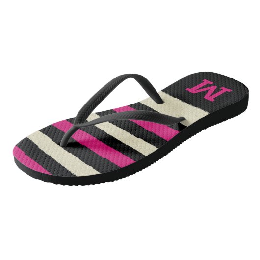Monogram Hot Pink Cute Modern Trendy Pattern Teenslippers (Schuin)