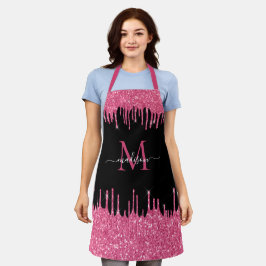 Monogram Hot Pink Dripping Glitter Black Schort