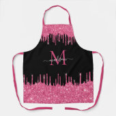 Monogram Hot Pink Dripping Glitter Black Schort (Voorkant)