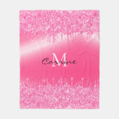 Monogram Hot Pink Driving Glitter Metallic Naam Fleece Deken (Voorkant)