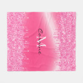 Monogram Hot Pink Driving Glitter Metallic Naam Fleece Deken (Voorkant (Horizontaal))