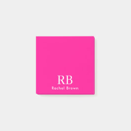 Monogram Hot Pink Elegant Girly Minimalist Post-it® Notes