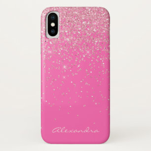 Monogram Hot Pink en Glitter Sparkle Case-Mate iPhone Case