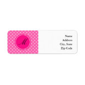 Monogram Hot Pink en White Polka Dot Pattern Etiket (Voorkant)