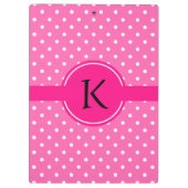 Monogram Hot Pink en White Polka Dot Pattern Klembord (Achterkant)
