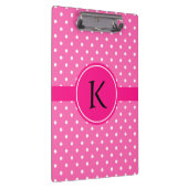 Monogram Hot Pink en White Polka Dot Pattern Klembord (Rechts)