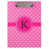 Monogram Hot Pink en White Polka Dot Pattern Klembord (Voorkant)