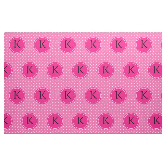 Monogram Hot Pink en White Polka Dot Pattern Stof (Yard (91,4 cm))