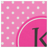 Monogram Hot Pink en White Polka Dot Pattern Stof (Close Up)