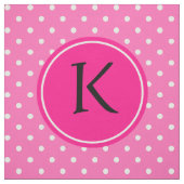 Monogram Hot Pink en White Polka Dot Pattern Stof (Swatch)