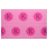 Monogram Hot Pink en White Polka Dot Pattern Stof (Fat Quarter)