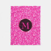 Monogram Hot Pink Glitter Patroon Fleece Deken (Voorkant)