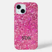 Monogram Hot Pink Glitter Sparkle Girly Glam Trend Case-Mate iPhone Case (Achterkant)