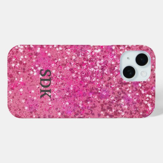 Monogram Hot Pink Glitter Sparkle Girly Glam Trend Case-Mate iPhone Case (Achterkant (horizontaal))