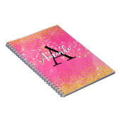 Monogram Hot Pink Glitter Voeg Jouw naam + Initiaa Notitieboek (Rechterzijde)