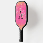 Monogram Hot Pink Glitter Voeg Jouw naam + Initiaa Pickleball Paddle (Links)
