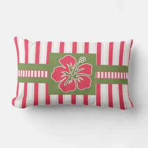 Monogram Hot Pink Hibiscus met Lime Green Buitenkussen