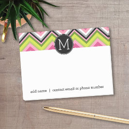 Monogram Hot Pink, Limoen en Black Chevron Pattern Post-it® Notes