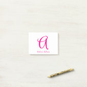 Monogram Hot Pink Modern Vrouwelijk Post-it® Notes (Op bureau)