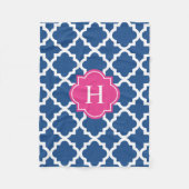 Monogram Hot Pink & Navy | Fleece Blanket (Voorkant)