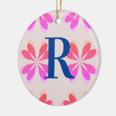 Monogram Hot Pink Oranje Retro Patroon Keramisch Ornament (Links)