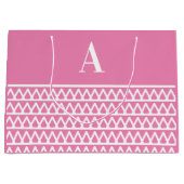 Monogram Hot Pink Patroon Kerstmis Groot Cadeauzakje (Voorkant)