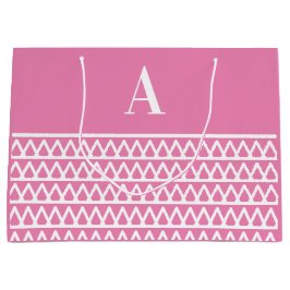Monogram Hot Pink Patroon Kerstmis Groot Cadeauzakje