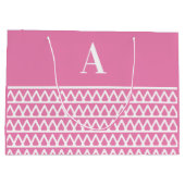 Monogram Hot Pink Patroon Kerstmis Groot Cadeauzakje (Achterkant)