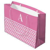 Monogram Hot Pink Patroon Kerstmis Groot Cadeauzakje (Achterkant Gekanteld)