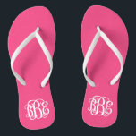 Monogram Hot Pink Preppy Script Teenslippers<br><div class="desc">NEEM IN DEZE VOLGORDE CONTACT OP MET ME VOORDAT U MET UW MONOGRAM-INITIALEN BEVESTIGT: EERSTE, LAATSTE, MIDDEN. Ik zal je monogram aanpassen en je de link naar bestelling per e-mail sturen. Wacht tot ik de link met het aangepaste ontwerp heb verstuurd. Cute preppy flip sandals gepersonaliseerd met een aangepast wijnscript...</div>